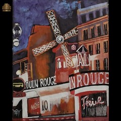 YARY DLUHOS Paris France Moulin Rouge Cafe Street Original Art Oil Painting