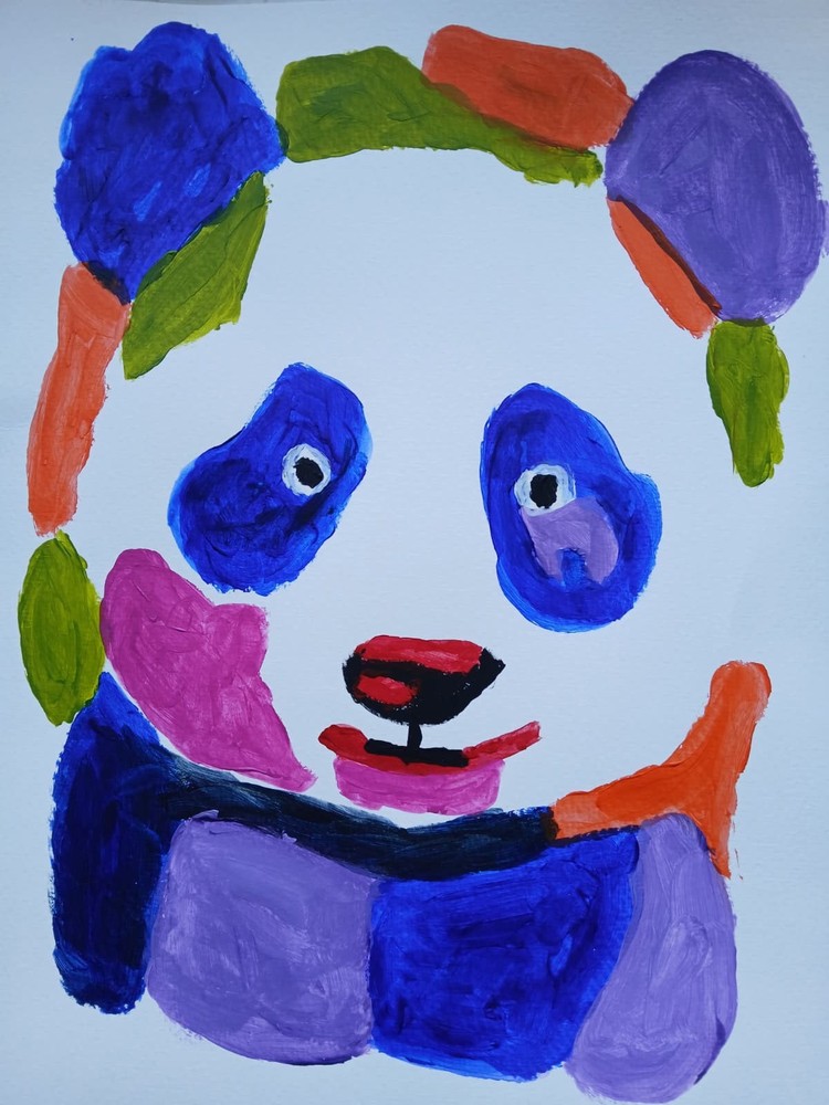 Expressionism/Abstract Colorful Panda Bear 11×14 Street Art Painting
