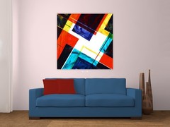 ShawNshawN Abstract Original Painting on Canvas 48×48 HUGE Vibrant Geometric Art