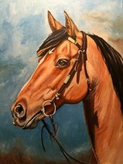 Custom Pet Portrait By Bev Davis – Washington. Acrylic, 8″ x 10″ Canvas