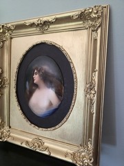 KPM Hand Painted Porcelain Portrait plaque“Erbluht“ Signed Wagner Gilt Framed