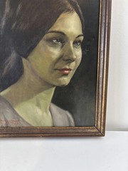 Handcrafted Oil Painting Portrait „Serene Woman“ Traditional French Artwork
