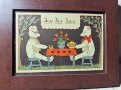 Sandra Gilpin Scherenschnitte „Tea For Two“ Folk Art – Signed And Framed