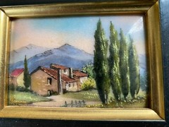 Vintage Email Emaur Francoise Limoges France “ Maison in Provence“  7 1/8′ X 6′ 