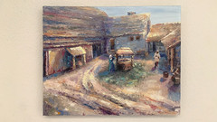 Medieval Village Scene Study – 8×10 Original Oil Painting – Impasto Landscape