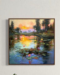 Southern Sunset Painting Original evening marsh impressionist Art