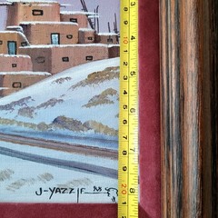 New Mexico Navajo Artist John Yazzie Original Winter 1988 Painting Framed 11×8