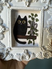 Print Black Cat,kitty ,cute,funny miniature painting,small,mini