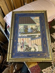 Antique Impressive Persian Mughal Hand painted on Silk