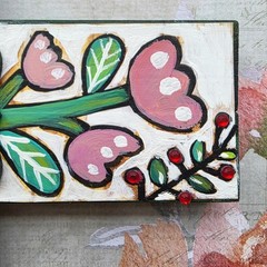 Folk Art ORIGINAL Christian Cross Jesus is Lord White Shabby Chic Pink Flowers