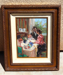 MYSTERY ARTIST Figures at a Colorful Dining Table with Vessels oil painting