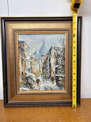 Original Raymond Besse Paris Saint-Ouen Market Oil Painting Framed 15×13