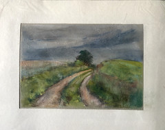 Franz Ehmke *1928-2018 GDR Painter Pastel Blankenfelde Feldweg Wiesen Himmel