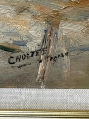 Antique Painting 1910’s Impressionist Coast Beach Industrial Boat Dock Listed