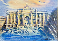 Rome Italy Oil Painting Pair Vintage Piazza Di Spagna Spanish Steps Art Signed