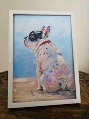 French Bulldog Original Oil Painting, Dog Art Work, Pet Portrait Paint, 5×7″