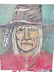 Vintage Oil painting Old Man Indian Portrait unsigned undated unframed