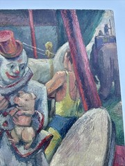 ANTIQUE PAINTING IMPRESSIONIST CIRCUS WOMEN ART DECO BUCHHOLZ LISTED LARGE OIL