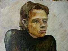 Ukrainian Soviet Oil Painting cubism portrait avant-garde puppeteer marionette