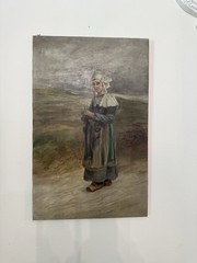 Early 20th Century Continental Woman Oil on Canvas