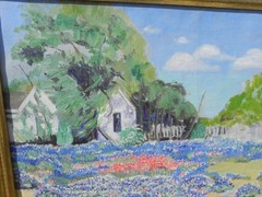 Texas art vintage painting bluebonnet landscape Pearl Robison Burns 1885-1958