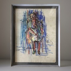 Windsor Utley ( 1920-1989 Seattle WA) 1958 Pastel On Paper Womans Portrait