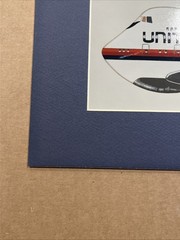 Vintage United Airplane by Hurley Signed & Matted 1989 Art Print