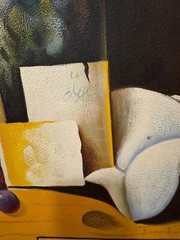 Vintage Still Life Painting – Bottles of Wine and Grapes – Framed Oil on Canvas