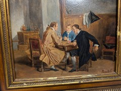 Antique Painting Pub Scene Signed Roybet 1840-1920 ?Att .To