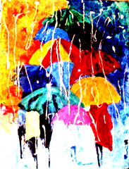 Original painting Windy & Rainy day abstract modern art large 18x24x1 by pb