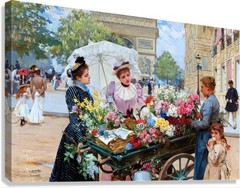 A Flower Seller Painting by Louis Marie de Schryver Reproduction