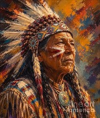 new handmade Painting on 16″*20″ canvas ELDER IN TRADITIONAL HEADDRESS by Wendy