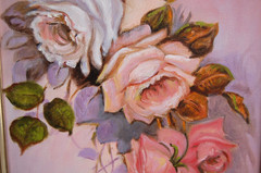 VTG 1980’S SMALL FRAMED ORIGINAL OIL ROSE FLOWERS BOUQUET CUBAN ARTIST ZOE CUTIE