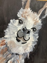 Original ACEO Art Llama Alpaca Painting Whimsical Animal Miniature OOAK Gift