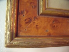 YONA BEATTIE :“Abstract Figure“ Oil On Panel Italian Burl Frame Silk Mat Ca 1965