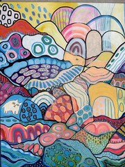 Jazz Cat Abstract, Colorful, Original Hand Made Acrylic Painting, 16×20 Canvas.