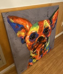 AYE Chihuahua Hand Embellished Giclee Dog Print Tracy Miller 35×35 Colorful