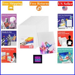 12 Pack 8×10” Cotton Canvas Panels for Acrylic, Oil & Watercolor