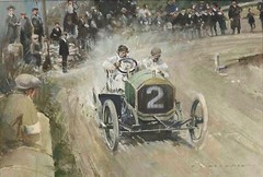 Peter Ashmore Illustration -1908 Isle of Man Tourist Trophy Motorcar Race Winner
