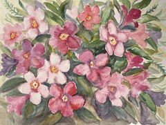 Pink Flowers Original Watercolor Painting Floral Wall Art 9×12 Wall Decor