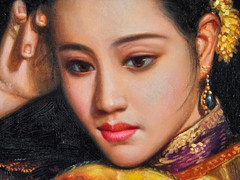 Chen YiFei Poppy reproduction oil painting canvas, 44″ x 32″ signed, framed