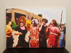 RS SIGNED PAINTING OIL ON CANVAS ’80 36×24 LGBTQ ORIGINAL CONTEMPORARY POP ART