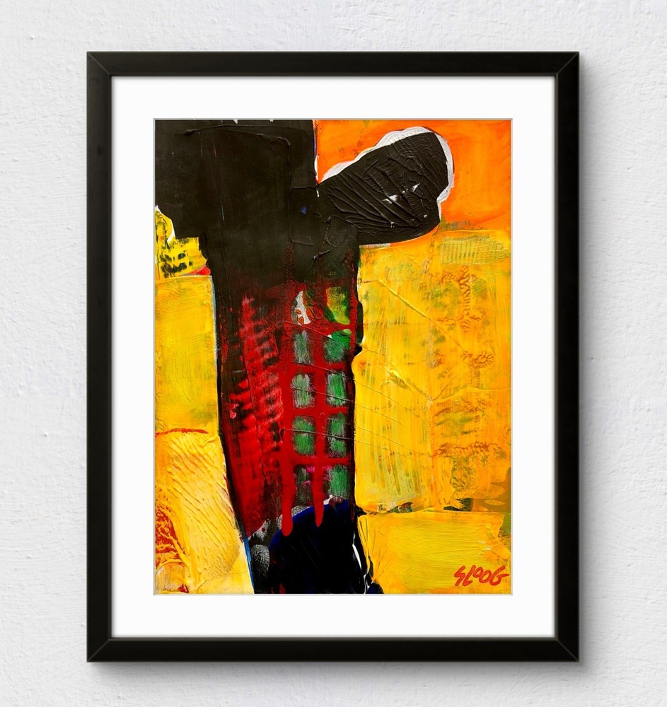 Sloog Original Art Colorful Bold Modern Abstract Wall Art Painting on Paper 9×12