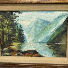Vtg Impressionist Original Oil on Board Painting Framed Stream Landscape Signed