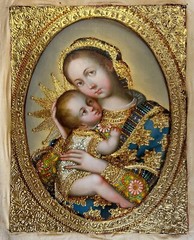 Virgin Mary with Jesus Enhanced-Painting on Canvas Cusco School of Art Original