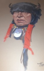 Nicholas Firfires Watercolor & Gouache Painting – American Indian – Framed
