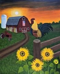 Country Farm at Sunrise