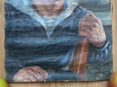 Vintag Painting Portrait Soldier USSR Socialist realism fleet Navy Military 1945
