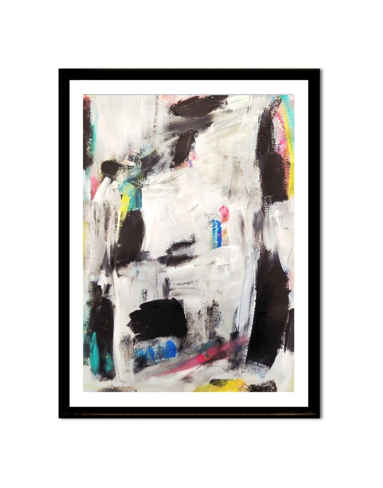 Elvi Original art on paper 9×12 acrylic signed original painting modern white