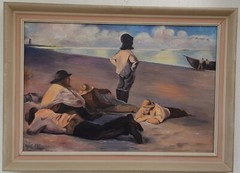 No: 162 Oil Painting Artwork with Frame Maritime Landscape Sea People Men